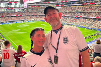 'Still Married' Honeymoon flag steals show at England's World Cup opener