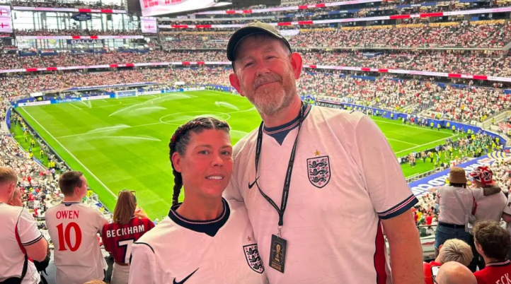 'Still Married' Honeymoon flag steals show at England's World Cup opener